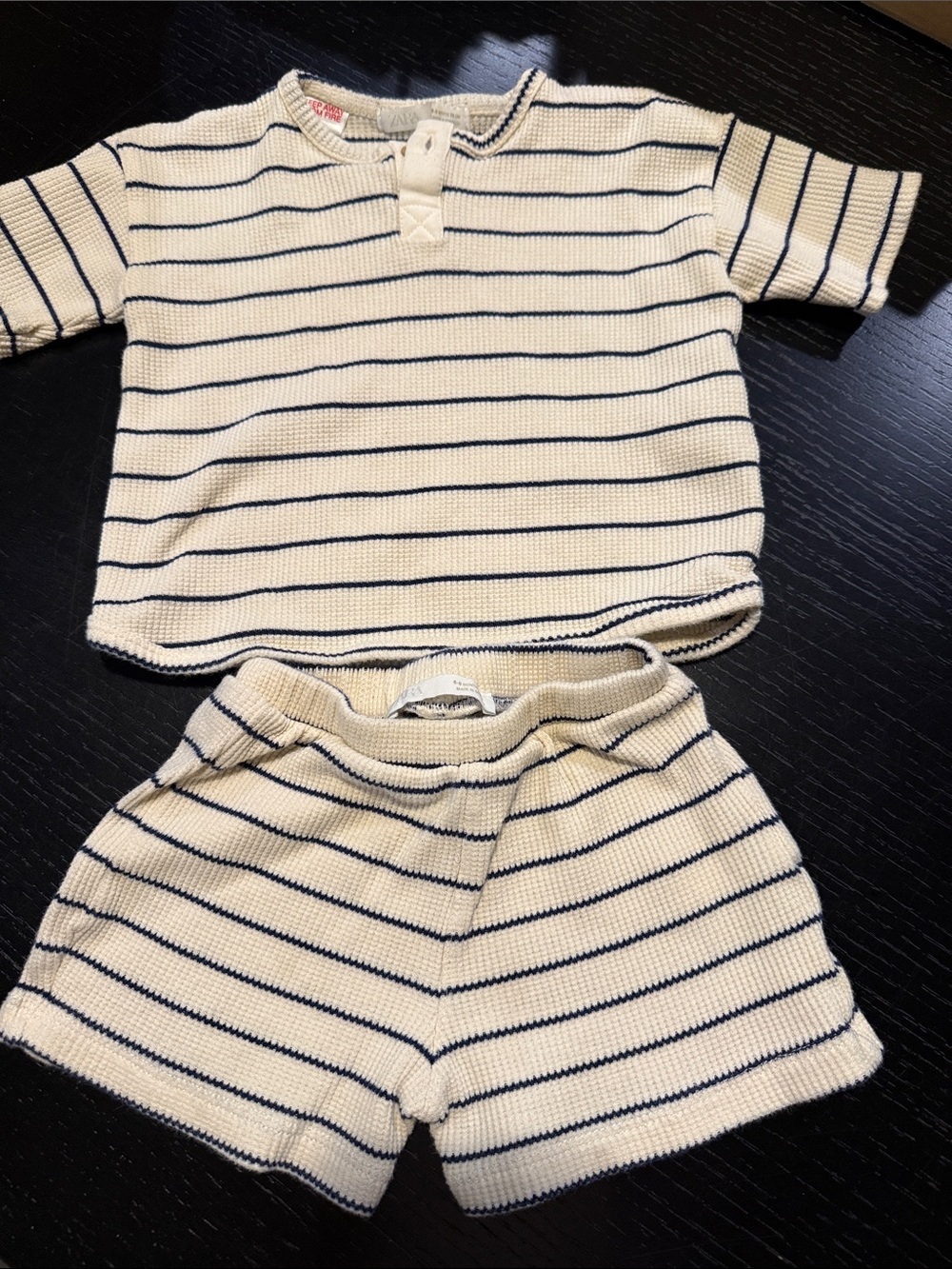 Zara Cream Set with Navy Stripes